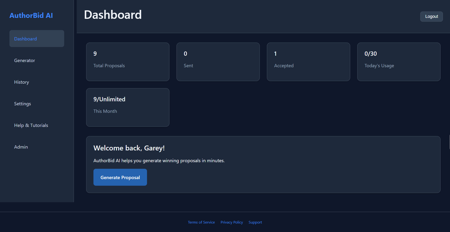 AuthorBid AI Dashboard